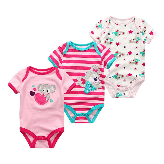 3Pcs Infant Cartoon Clothing Baby Bodysuits