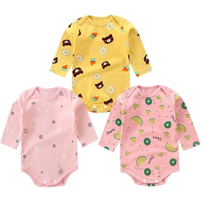 3Pcs Newborn Baby Long Sleeve Jumpsuit Set