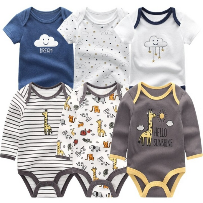 Newborn Baby Rompers Jumpsuit 6Pcs Set