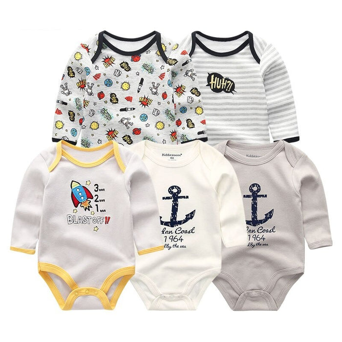 5 Pcs Cotton Toddler Bodysuits Set