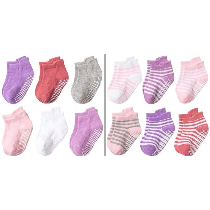 12 Pairs Of Casual Non Slip Breathable Baby Socks Set