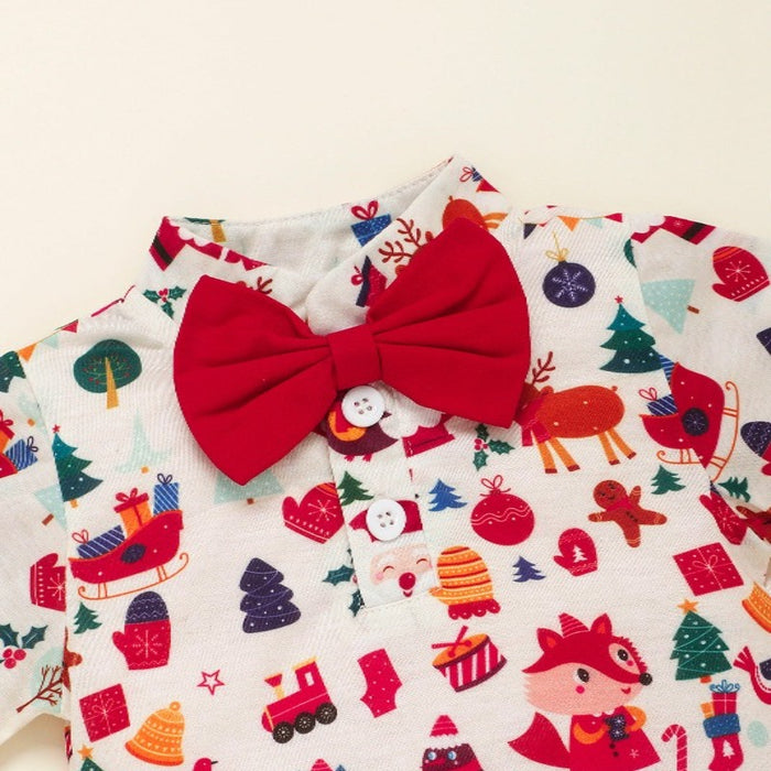 Baby Boy Christmas Clothes Bow Tie Jumpsuit Pants Socks Newborn Set