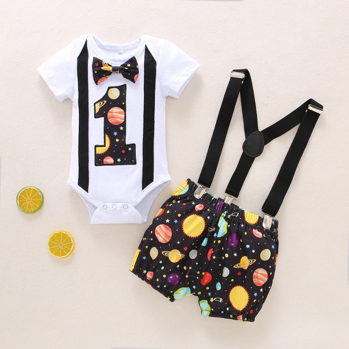 The Patterned Short Bottoms Overalls Set