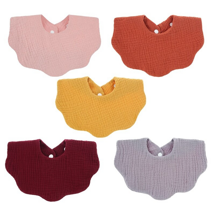 5Pcs Pure Cotton Baby Feeding Bibs