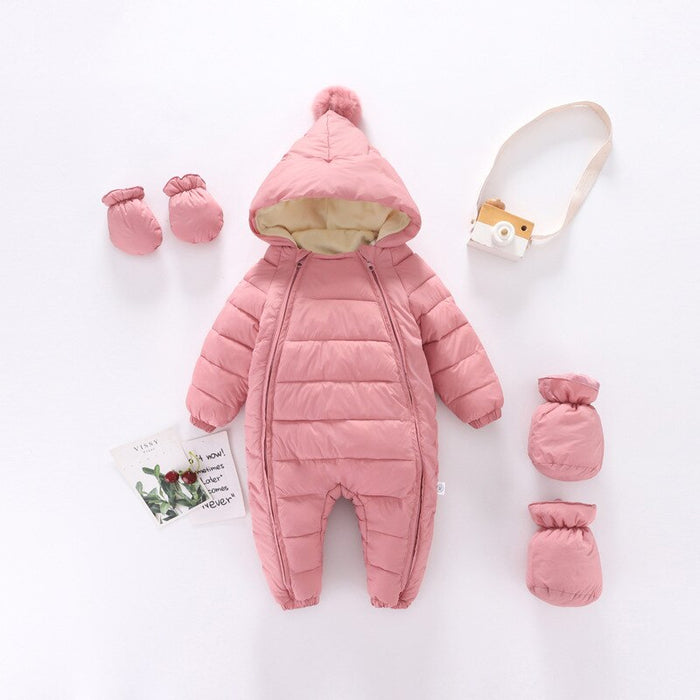 Newborn Baby Boy Girl Winter Hooded Romper