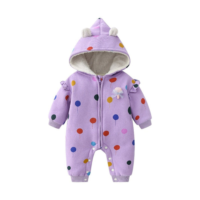 Newborn Baby Girl Thick Zipper Winter Warm Romper