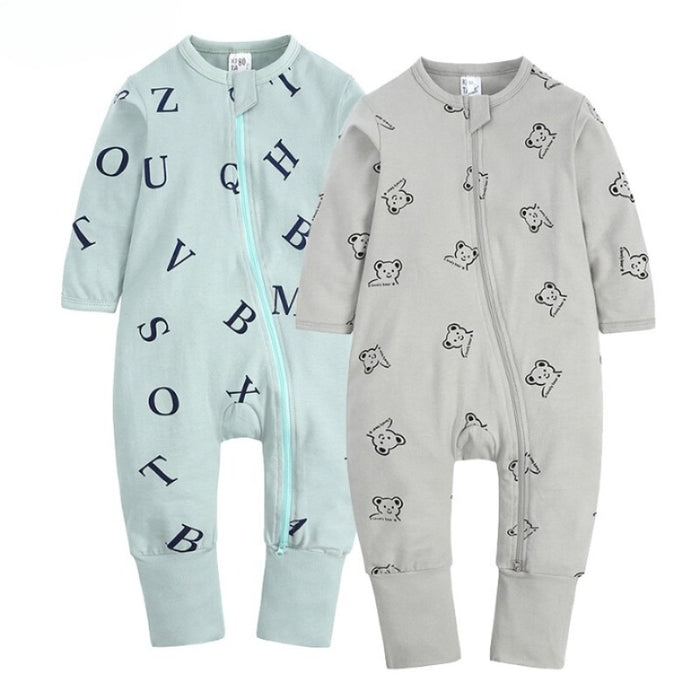 2Pcs Baby Girl Zipper Jumpsuit Cotton Rompers