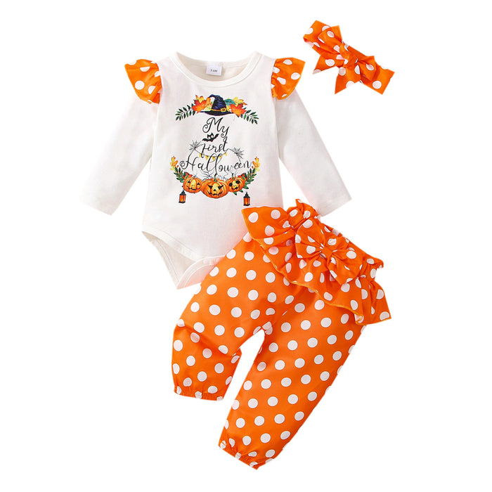 Baby Girl Pumpkin Romper Set