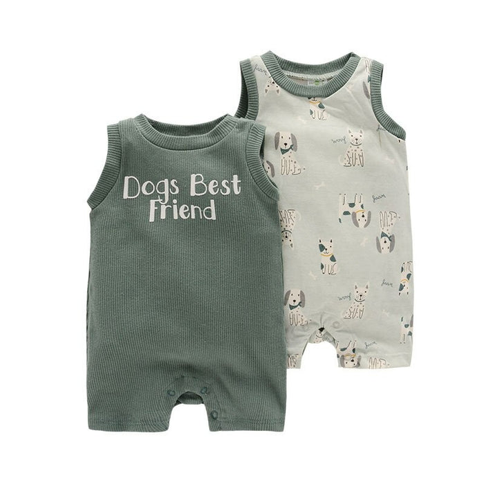 2Pcs Short Sleeve Newborn Romper Set