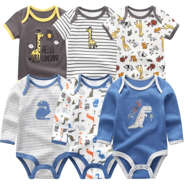 6Pcs Newborn Baby Rompers Bodysuit Set