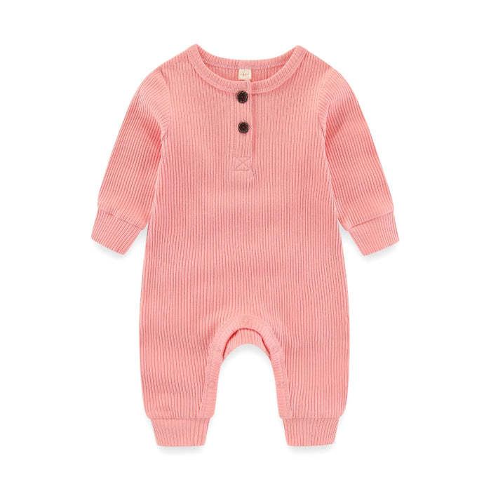 Solid Long Sleeves Cotton Bodysuit For Infants