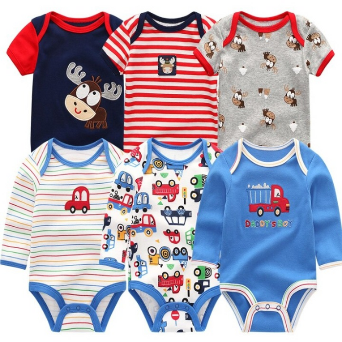 Newborn Baby Rompers Jumpsuit 6Pcs Set