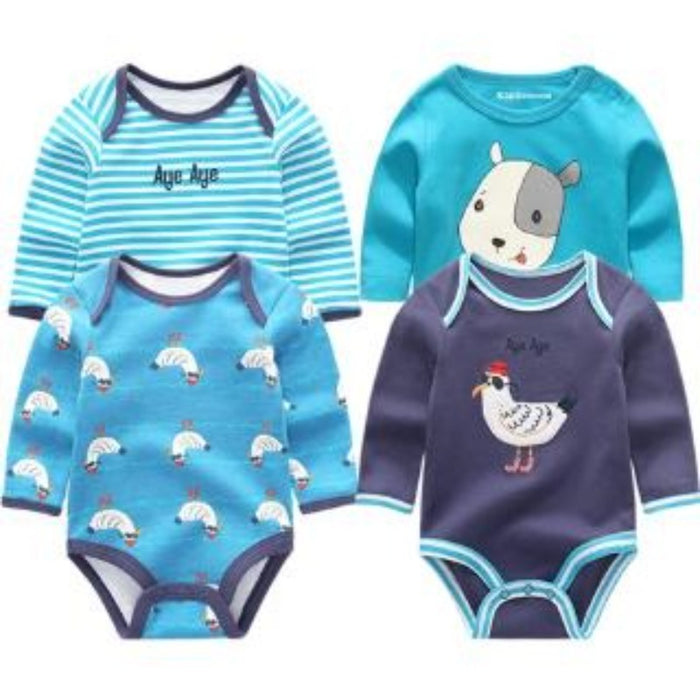 4Pcs Cartoon Print Long Sleeve Jumpsuit