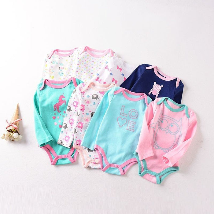 Short-Sleeve Newborn Cartoon Baby Bodysuit