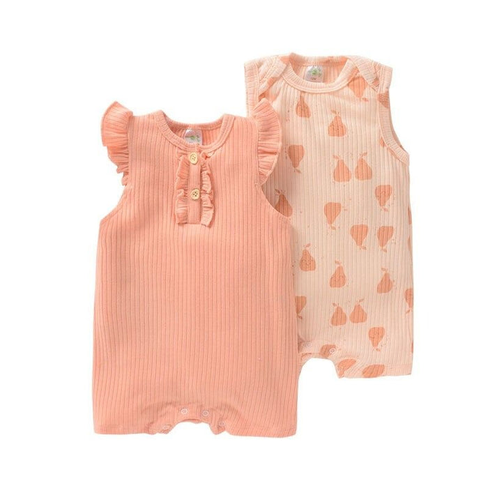 2Pcs Girl Baby's Sleeveless Romper Bodysuits