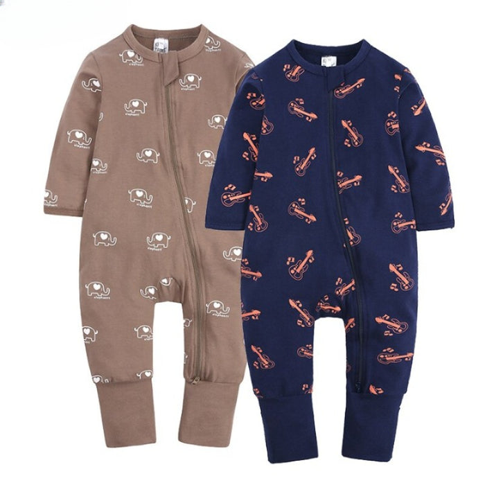 2Pcs Baby Girl Zipper Jumpsuit Cotton Rompers