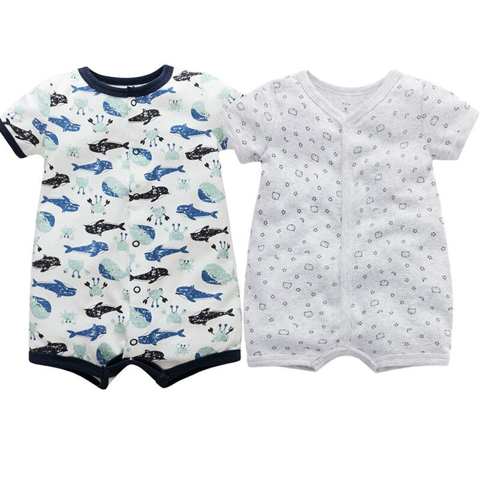 2Pcs Newborn Short Sleeve Romper Unisex Jumpsuit