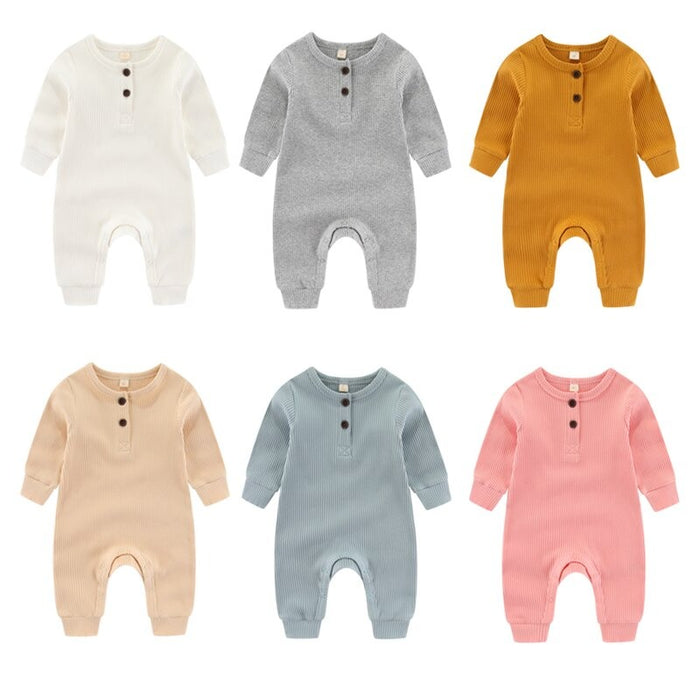 Solid Long Sleeves Cotton Bodysuit For Infants