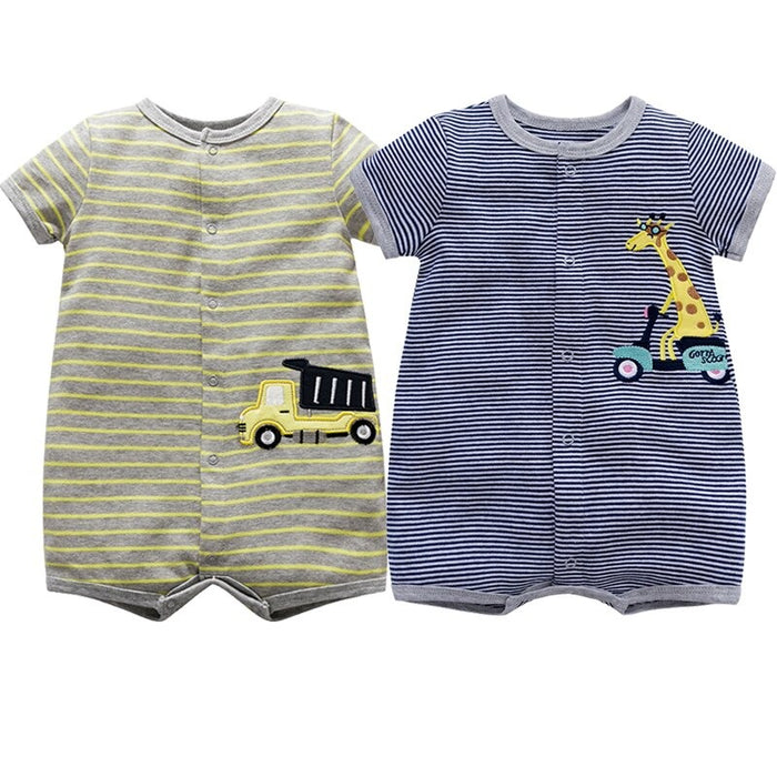 2Pcs Newborn Short Sleeve Romper Unisex Jumpsuit