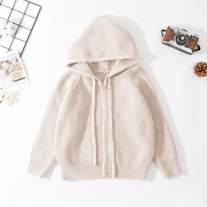 Kids Winter Solid Sweater Hooded Coat