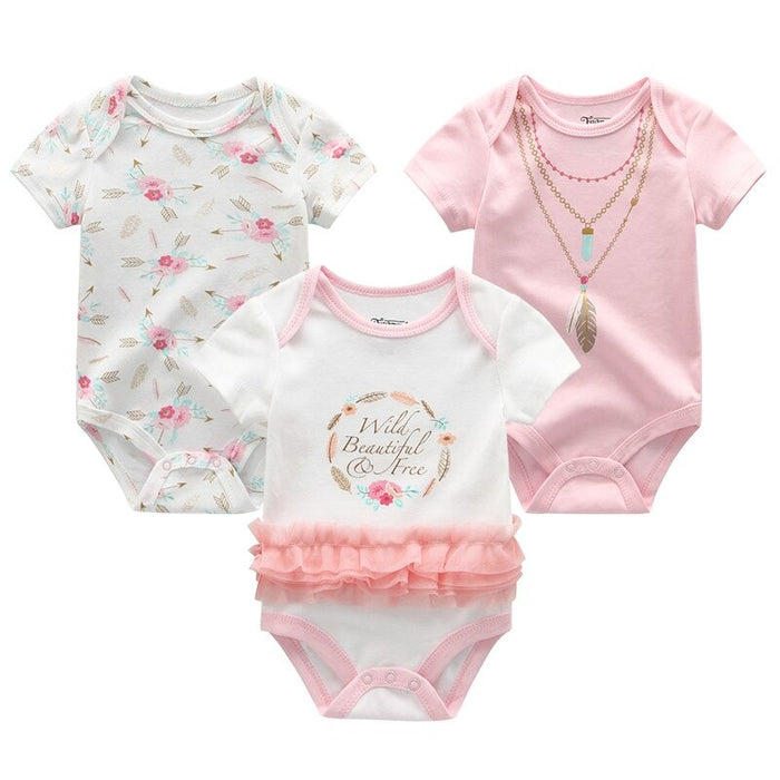 3PCS Cartoon Unisex Baby Rompers Set