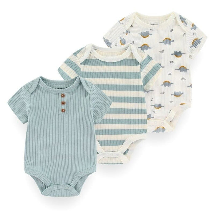 Cotton Romper 3Pcs Short Sleeve Baby Bodysuit Set