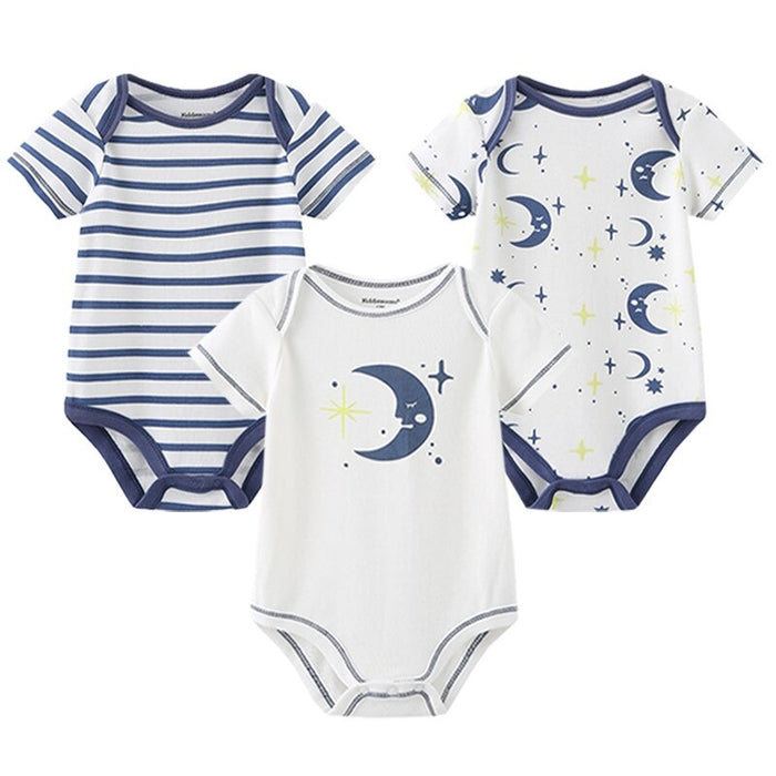 3Pcs Casual Cartoon Unisex Baby Rompers Set