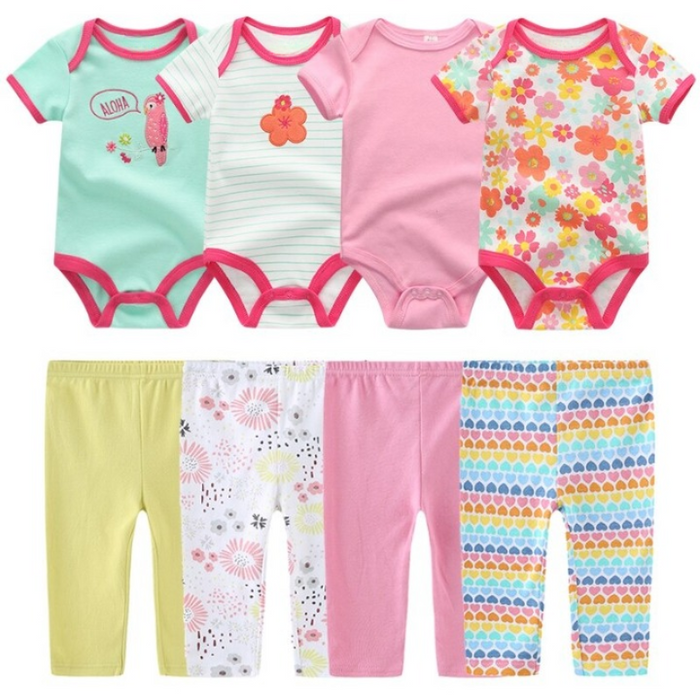 4Pcs Infant Jumpsuits And Pants Sets