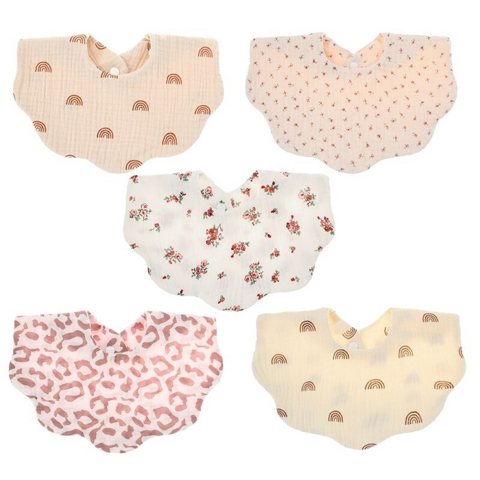 5Pcs Pure Cotton Baby Feeding Bibs