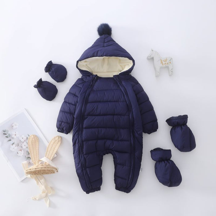 Newborn Baby Boy Girl Winter Hooded Romper