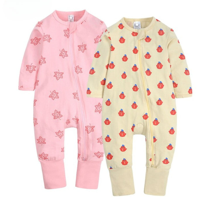 2Pcs Baby Girl Zipper Jumpsuit Cotton Rompers