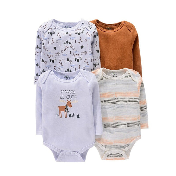 4Pc Newborn Baby Long Sleeve Jumpsuits