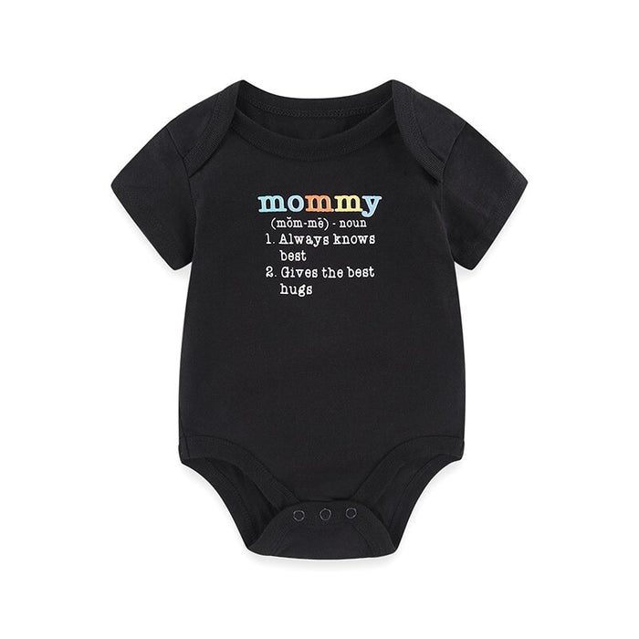 Black Cotton Short-Sleeved Baby Jumpsuit