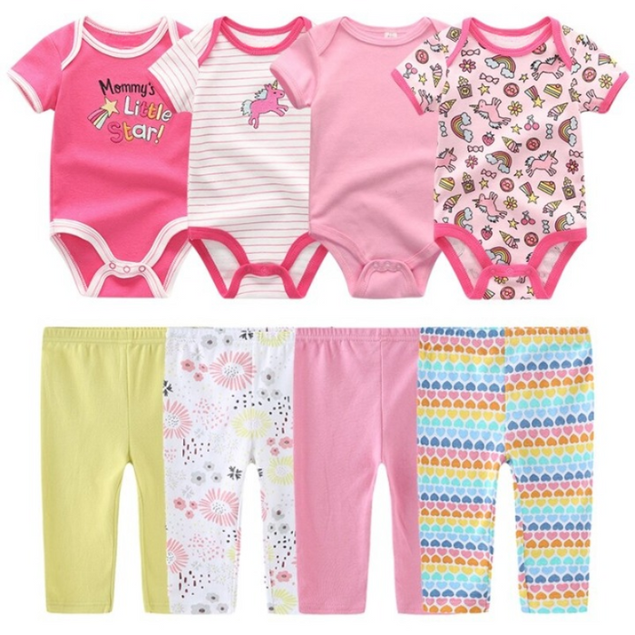 4Pcs Infant Jumpsuits And Pants Sets