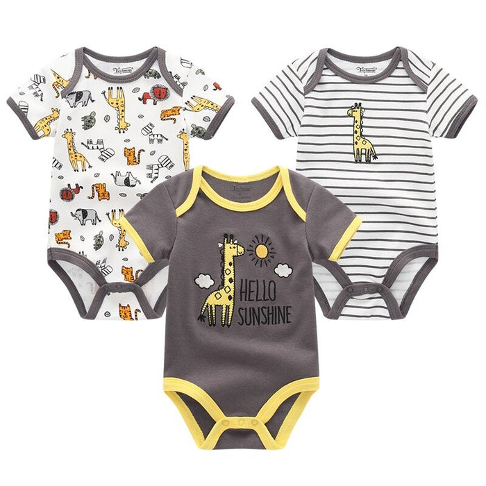 3PCS Cartoon Unisex Baby Rompers Set