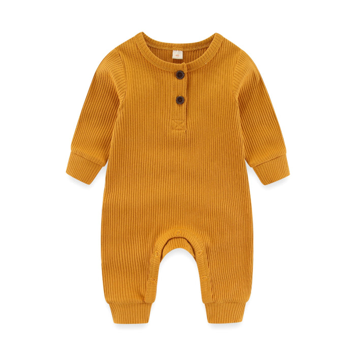 Solid Long Sleeves Cotton Bodysuit For Infants