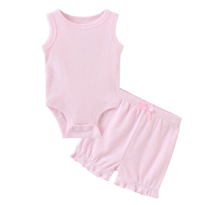 Sleeveless Bodysuit & Elastic Pants Set For Toddlers