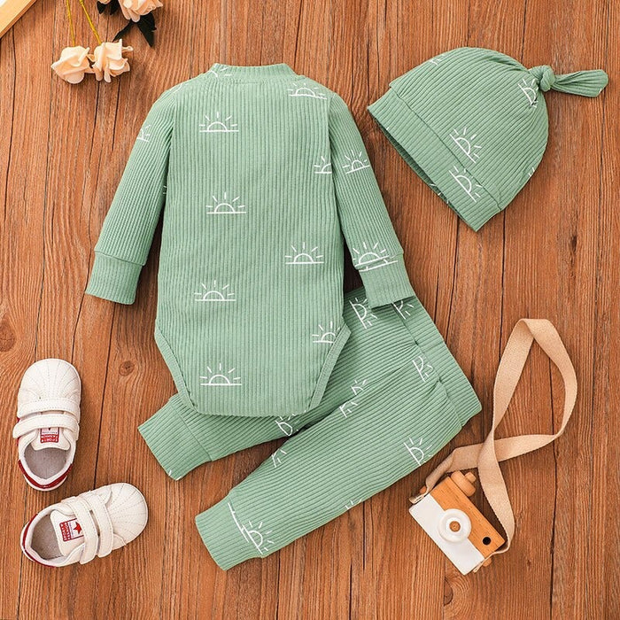 3 Pcs Baby Casual Jumpsuit With Hat