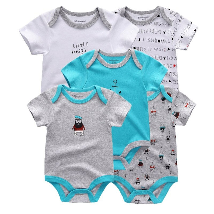 5Pcs Multicolor Unicorn Girls Bodysuit Sets