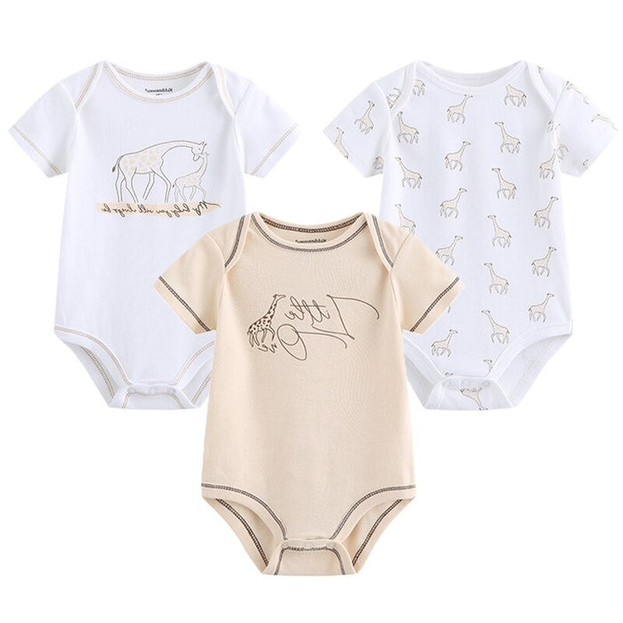 3Pcs Casual Cartoon Unisex Baby Rompers Set