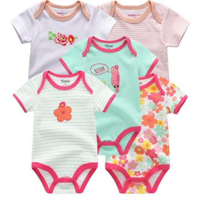 5Pcs Multicolor Unicorn Girls Bodysuit Sets