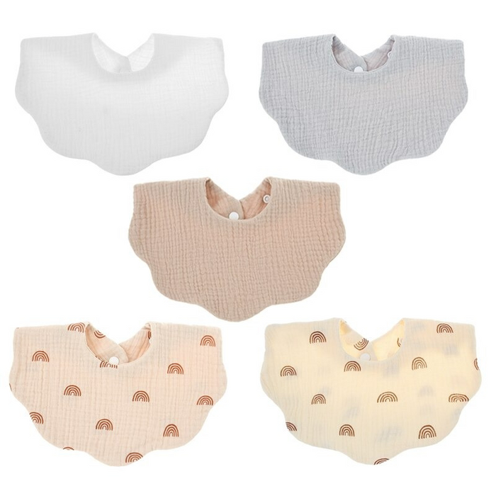 5Pcs Pure Cotton Baby Feeding Bibs