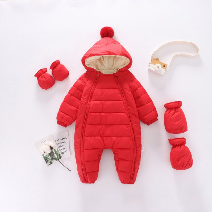 Newborn Baby Boy Girl Winter Hooded Romper