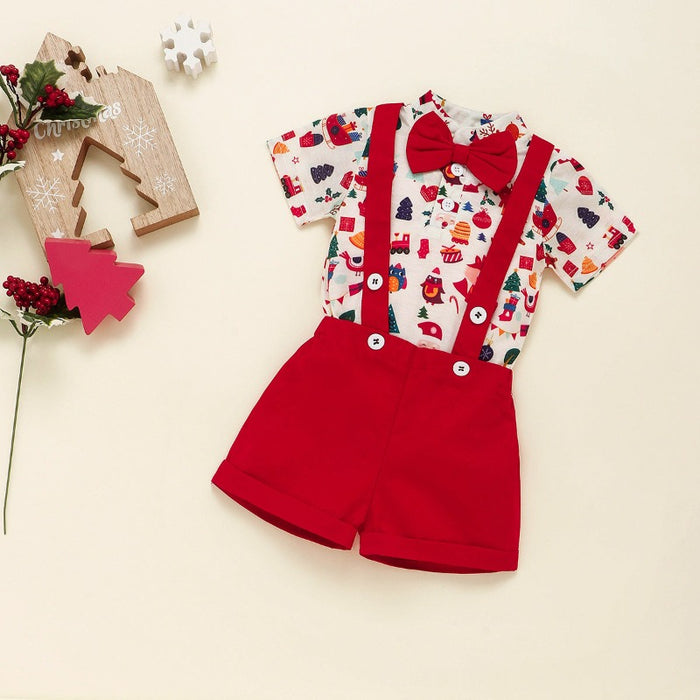 Baby Boy Christmas Clothes Bow Tie Jumpsuit Pants Socks Newborn Set