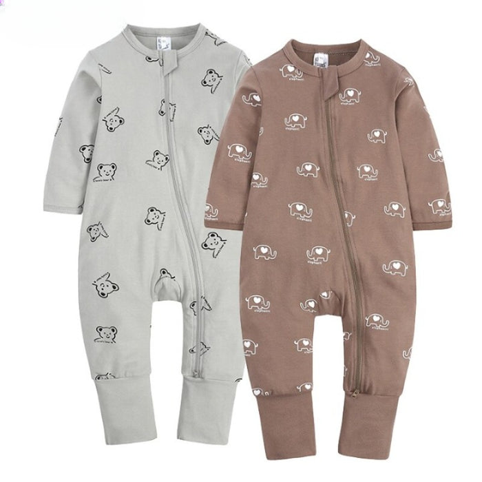 2Pcs Baby Girl Zipper Jumpsuit Cotton Rompers