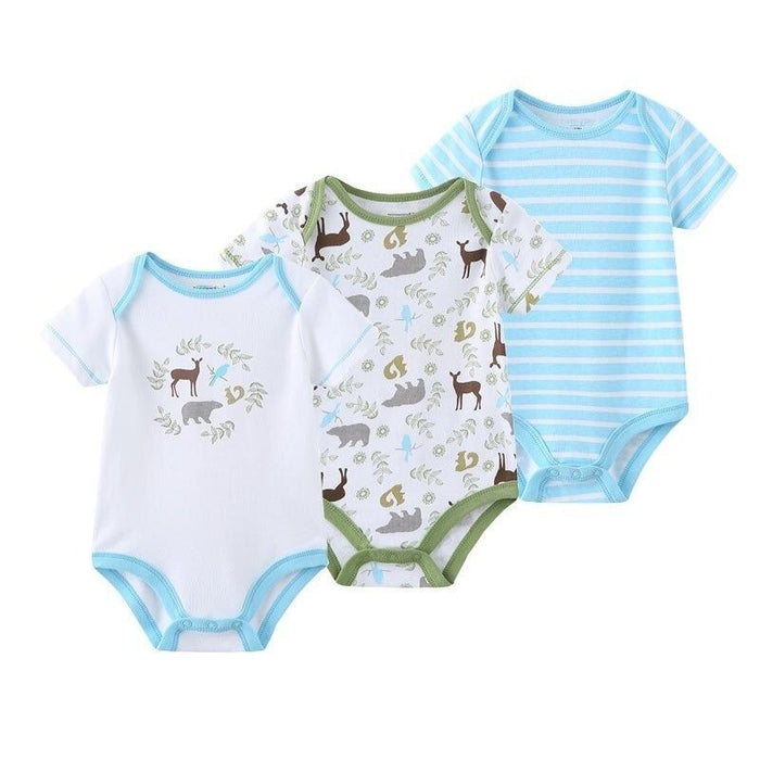 3Pcs Cotton Romper Newborn Baby Bodysuit Set