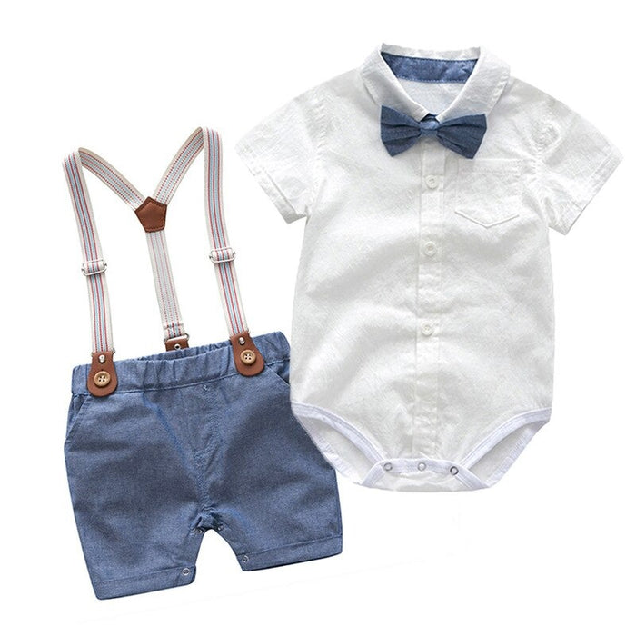 2Pcs Short Sleeve Romper And Short Pants Set