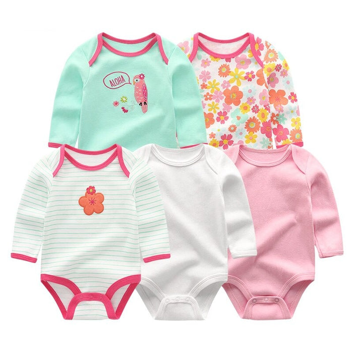 5 Pcs Cotton Toddler Bodysuits Set