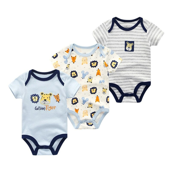 3Pcs Cotton Romper Newborn Baby Bodysuit Set