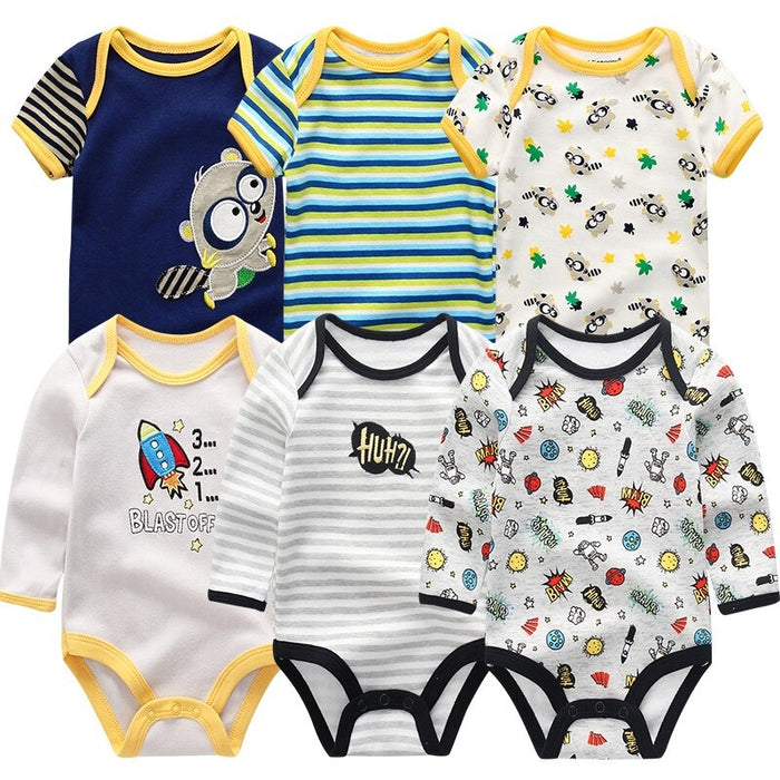 6Pcs Newborn Baby Rompers Bodysuit Set